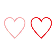 red heart and pink heart outline icon vector