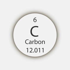 Carbon symbol. Chemical element of the periodic table. Vector illustration.