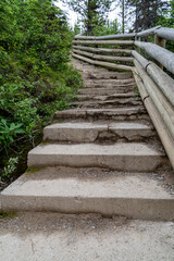 Staircase on the trail at Marble Canyon in British Columbia Canada