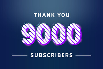 9000 subscribers celebration greeting banner with Stripe Design