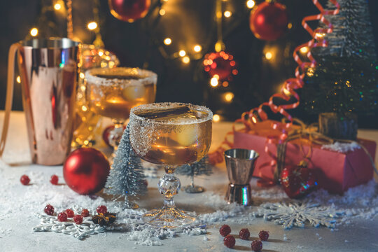 Festive Christmas or New Year Cocktail Christmas Old Fashioned