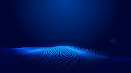 Abstract dot blue wave gradient texture technology background.