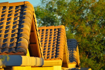 Spanish tile roofs in a desert township