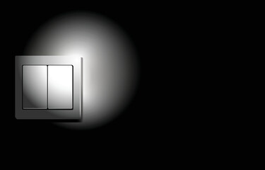 Light switch in a dark room illuminated by torchlight