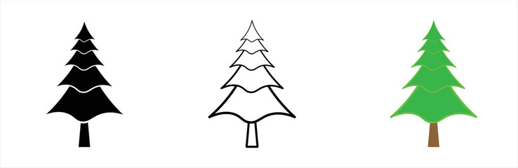 Christmas tree icon. Christmas tree icon set. Fir tree collection with different style. Fir tree symbol and sign. Vector illustration.	