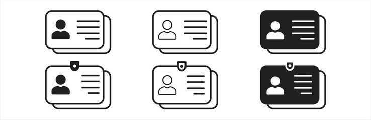 ID Card icon set. ID Card icon collection. Driver's license Identification card icon symbol. ID Badge Symbol. Identity sign. Vector illustration. - obrazy, fototapety, plakaty