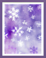 Snowflake background beautiful art watercolor block print design for poster, invitations, papers, wallpaper in winter colors and soft pastels. - 548022122