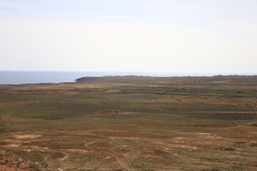 View on a mountain in the Chinijo Archipelago Natural Park to Fuerteventura

