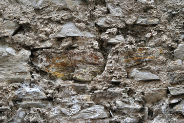 Rough Textured Stone Wall in Close Up