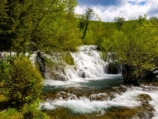 Fototapeta na wymiar Cascades on Una river in Bosnia and Herzegovina