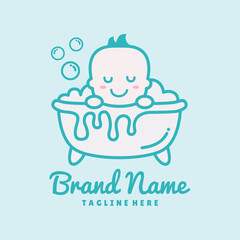 Baby Bath Logo Design, Baby Shower Spa Icon