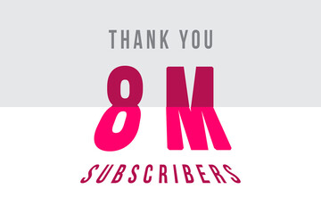 8 Million  subscribers celebration greeting banner with Tiled Design
