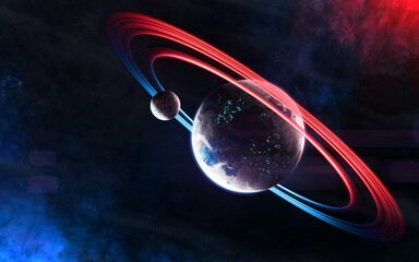 Planets in deep space. Science fiction. Elements of this image furnished by NASA