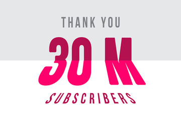 Obraz premium 30 Million subscribers celebration greeting banner with Tiled Design