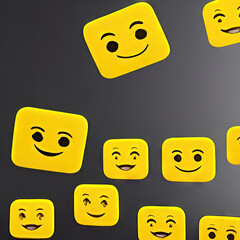 smiley funny face of emoji in square or round shape