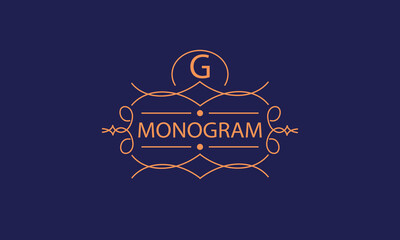 Luxury logo template with elegant ornament and letter G. Business sign, monogram identity for restaurant, boutique, cafe, hotel, heraldic, jewelry, fashion, etc.