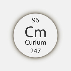 Curium symbol. Chemical element of the periodic table. Vector illustration.