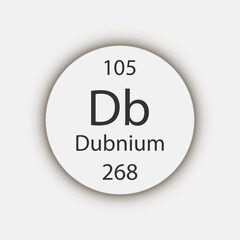 Dubnium symbol. Chemical element of the periodic table. Vector illustration.