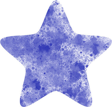 Violet-blue watercolor rounded star
