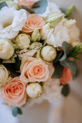 elegant wedding bouquet of fresh natural flowers