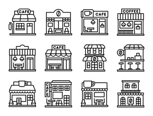 Coffee shop line icon set 3, vector illustration