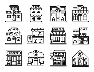 Coffee shop line icon set 6, vector illustration