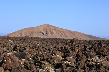 View on Caldera blanca which is located in the center of the island of Lanzarote, in the Canary Islands