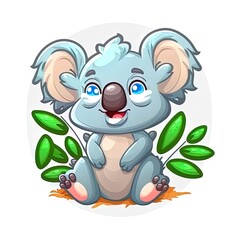 Fototapeta premium Cute koala with cub cartoon icon illustration.