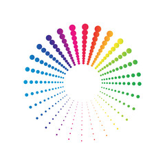 Obraz premium Rainbow dot circle logo halftone on the white background. Vector illustration.