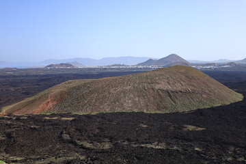 View on Caldera blanca which is located in the center of the island of Lanzarote, in the Canary Islands