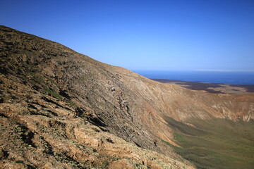 View on Caldera blanca which is located in the center of the island of Lanzarote, in the Canary Islands