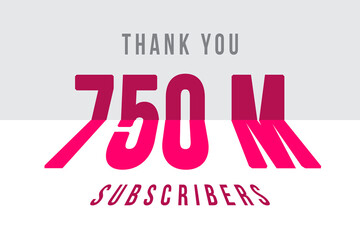 750 Million  subscribers celebration greeting banner with Tiled Design