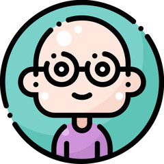 Male avatar profile filled color line icon
