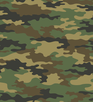 
Seamless army camouflage print, vector military pattern, green brown background. Ornament
