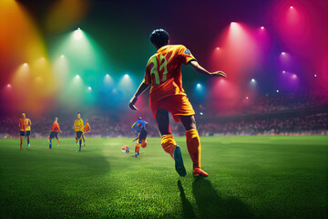 Obraz na płótnie Canvas football action scene with competing soccer players