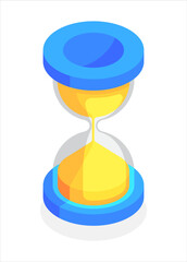 Hourglass. Flat, 3d, vector, isometric, cartoon style illustration isolated on white background.