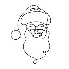 santa claus face in continuous line drawing style