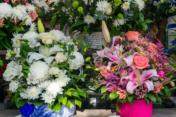 Beautiful bouquet of different varieties of flowers