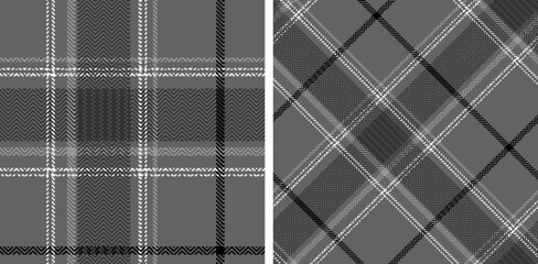 Set black and white plaid seamless pattern.