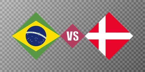 Brazil vs Denmark flag concept. Vector illustration.