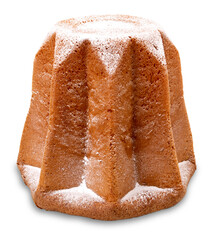 Pandoro, traditional Italian Christmas cake with icing sugar, cut out