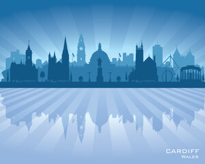 Obraz premium Cardiff Wales city skyline vector silhouette