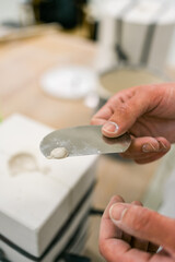 Fototapeta na wymiar white mould for ceramic slip casting production process