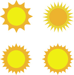 Sun. Yellow icon isolated on white background. Cartoon vector illustration.