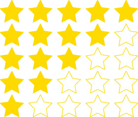 Five stars quality rating icon.