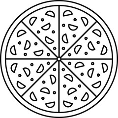 Pizza flat line icon. Vector thin sign of italian fast food illustration. Pizzeria cafe logo.