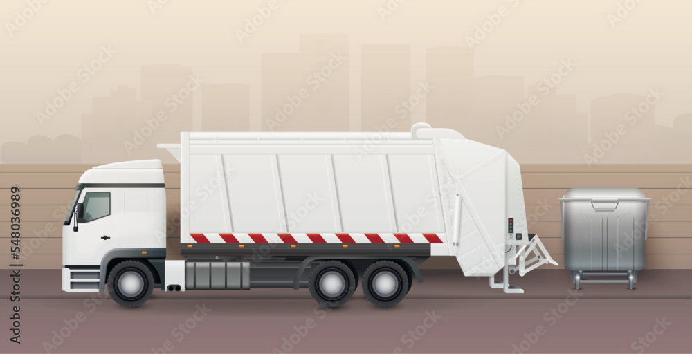 Wall mural garbage truck illustration