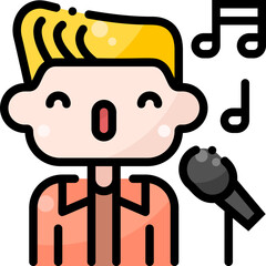 Singer professional career avatar profile filled color line icon