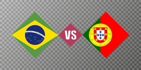 Brazil vs Portugal flag concept. Vector illustration.