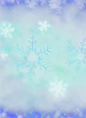 Snowflake background beautiful art watercolor block print design for poster, invitations, papers, wallpaper in winter colors and soft pastels. - 548038301